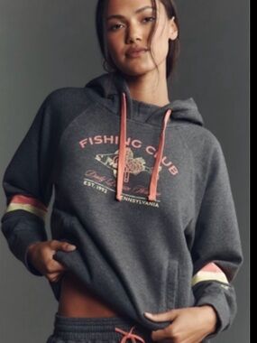NWT Grey Daily Practice by Anthropologie Slim Graphic Hoodie Size L